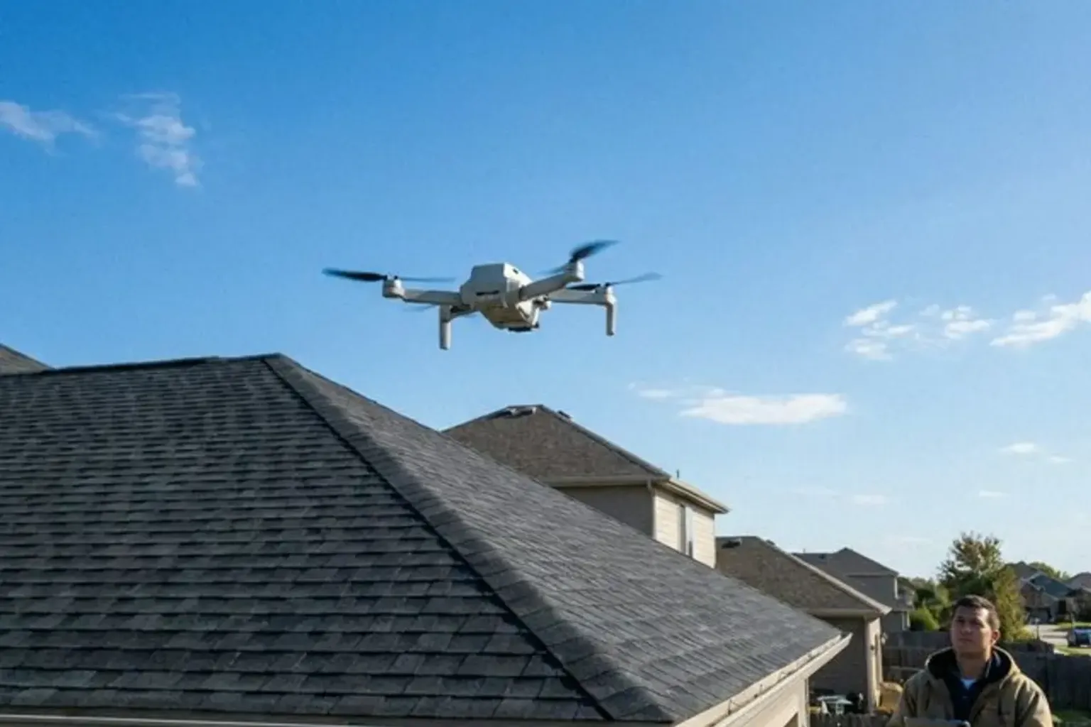 Roofing inspector examining a residential roof in Provo, Utah