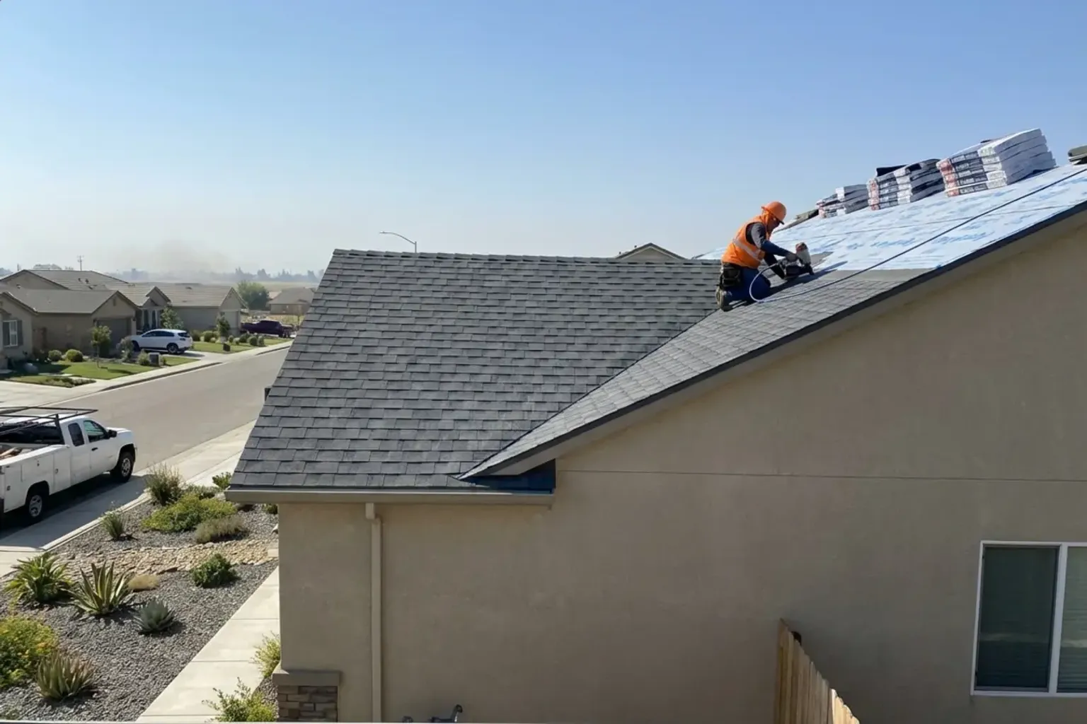 Roof replacement in progress on a Provo, Utah home with new materials and clean installation