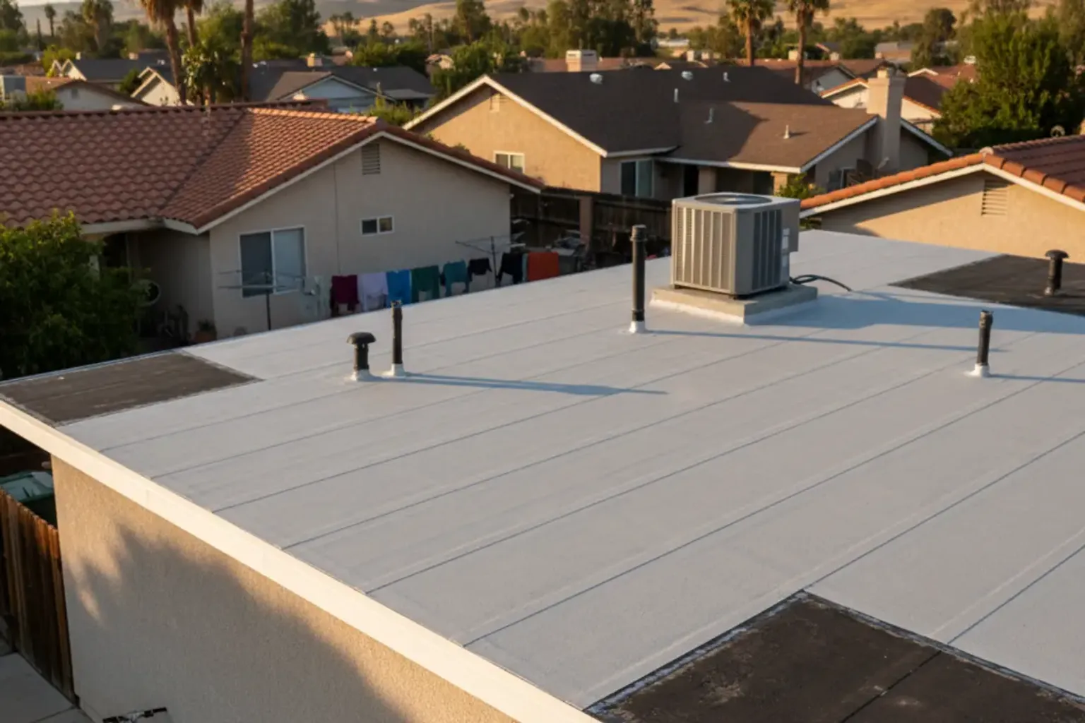 Flat roof membrane repair and seam correction on a commercial building in Provo, Utah